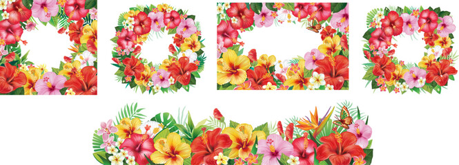 Set of Arrangements from hibiscus flowers