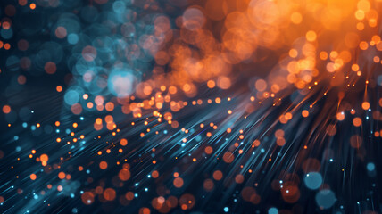 Fiber Optic Data Transfer, Abstract Close-Up in Light Orange and Dark Blue