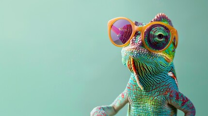 Chameleon Sporting Cool Eyewear. Generative AI