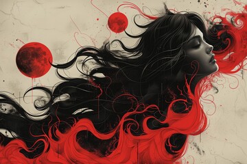 Precision-crafted vector graphics, featuring intricate details and a captivating black and red theme.