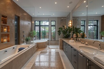 Reflective surfaces and metallic accents convey a sense of luxury and refinement.