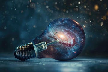 a galaxy inside a lightbulb