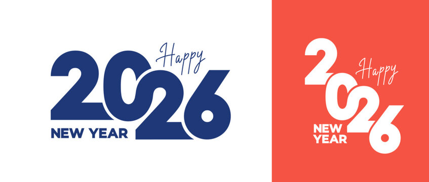 Happy New Year 2026 with logo number on art wall concept. Happy New Year Christmas 2026 modern art banner template. Template for branding, banner, cover, card and or social. Vector design 2026.