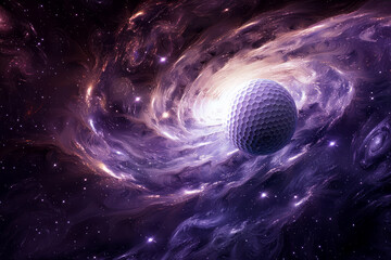 a golf ball flying in space