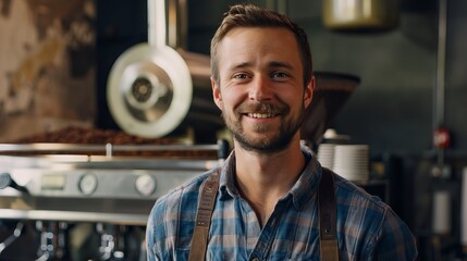 A barista working on roaster factory