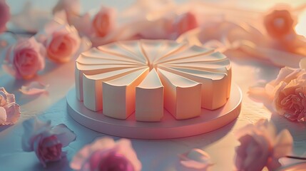 A pie chart spins gracefully, its segments shifting like petals in the wind, illustrating the distribution of growth with effortless elegance. Against a backdrop of soft pastels - obrazy, fototapety, plakaty