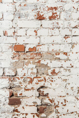 Vintage Red Brick Wall with White Paint