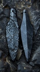 Two black objects with a sharp point on the end