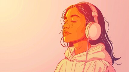 Eskimo girl relaxes and listens to music