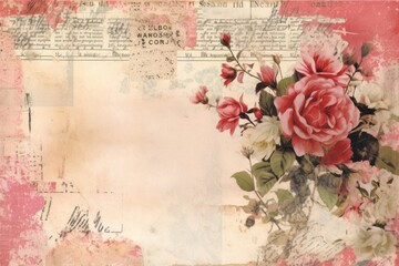 Ephemera style of pale love letter border painting envelope graphics.