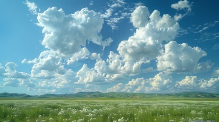 The sight of cumulus clouds drifting lazily across the sky brings a feeling of calm and serenity. 