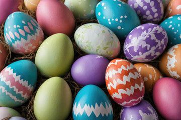 Obraz premium Many colorful Easter eggs as background