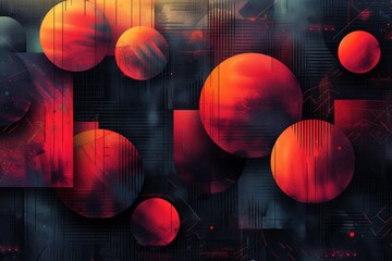 Vibrant and energetic vector background, featuring abstract geometry in black and red tones.