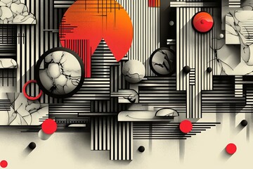 Vibrant and energetic vector background, featuring abstract geometry in black and red tones. 