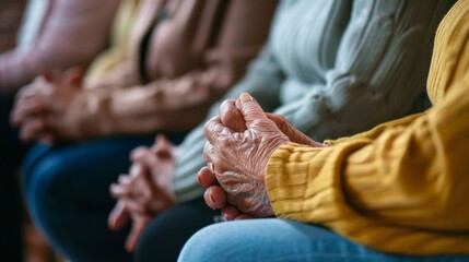 Elderly individuals participating in a support group or therapy session, receiving encouragement and guidance from peers to overcome challenges