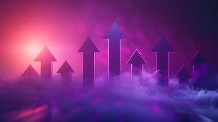 development and prosperity with a polished upward arrow on a gradient purple background, presented in cinematic full ultra HD high resolution.