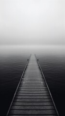Obraz premium Photography of silence ocean monochrome boardwalk outdoors.