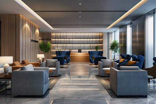 Airport business class lounge. International airport stylish interior. Airport VIP lounge. contemporary airport
