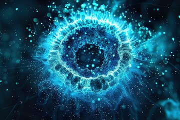 Fototapeta premium Colorful Circular Particle Emitting Sphere Animation - Seamless Loop Turquoise