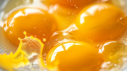 Close-Up of Fresh Egg Yolks With Glistening Texture