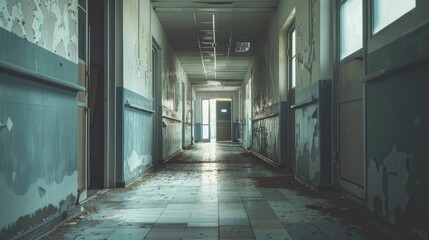 The eerie photograph captured a desolate hospital hallway, doors slightly ajar, echoing the eerie stillness of forsaken spaces.