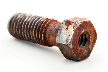 Single Screw on White Background