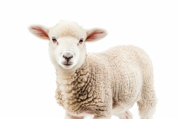 Obraz premium Close Up of Sheep on White Background