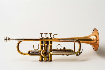 Obraz premium Close Up of a Trumpet on White Surface