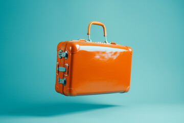 Orange Briefcase Soaring Through Air