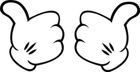 Cartoon character Hand gesture - Thumb up sign-Like thumb up action	
