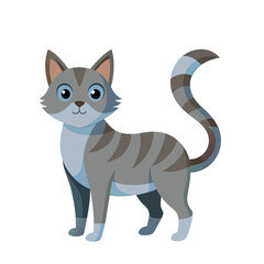 cute stripped cat art drawn on white background