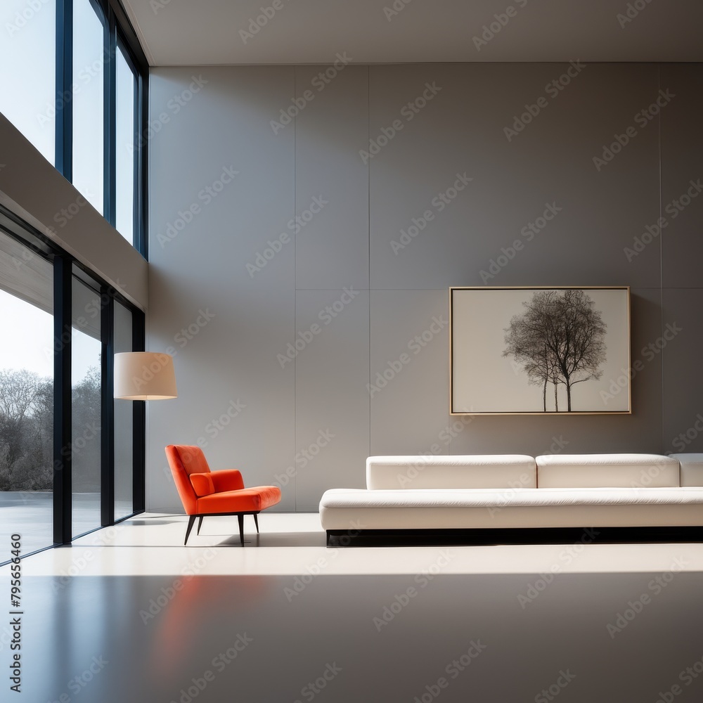 Poster modern bright interiors 3d rendering illustration