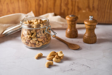 Bowl with roasted cashew nuts