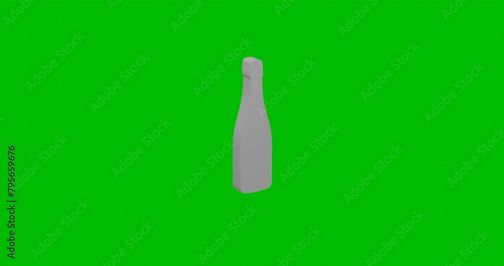 Poster animation of rotation of a white champagne symbol with shadow. simple and complex rotation. seamless