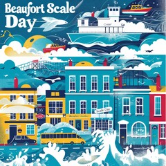 illustration with text to commemorate Beaufort Scale Day - obrazy, fototapety, plakaty