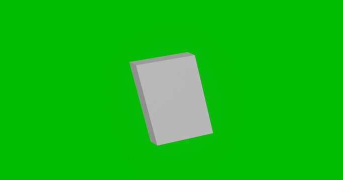 Animation of rotation of a white parallelogram symbol with shadow. Simple and complex rotation. Seamless looped 4k animation on green chroma key background