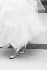 brides dress and shoes