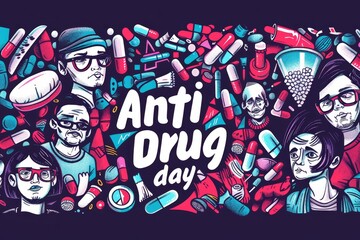illustration with text to commemorate Anti Drug day