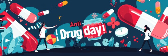 illustration with text to commemorate Anti Drug day