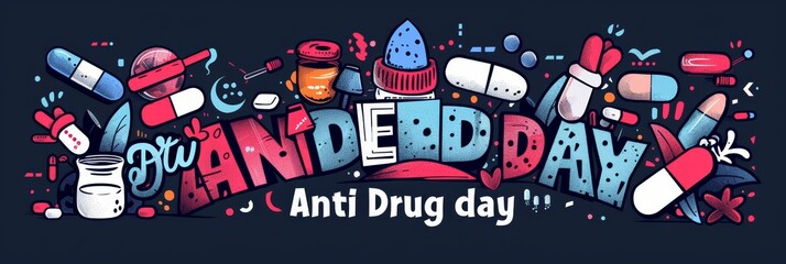 illustration with text to commemorate Anti Drug day