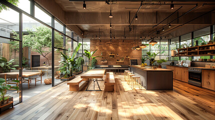 Fototapeta premium Interior of a modern kitchen in a loft. 3d rendering