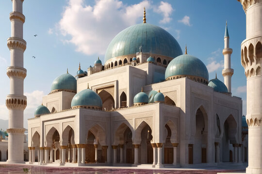 A beautiful mosque with blue tomb