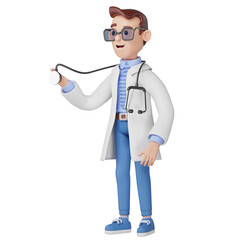 Doctor is holding stethoscope. 3d Illustration