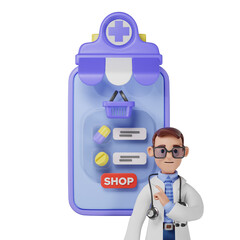 Pharmacy offers deals for online shopping. 3d Illustration.