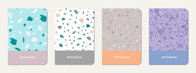 School notebook cover design. Terrazzo abstract