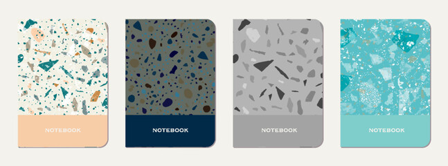 Notepad cover design. Terrazzo abstract - obrazy, fototapety, plakaty