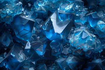 Triangle abstract crystals of shapes in vivid,
Aquamarine color splash
