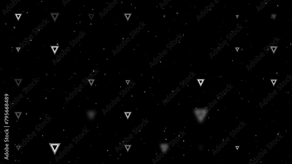 Poster template animation of evenly spaced give way signs of different sizes and opacity. animation of tran