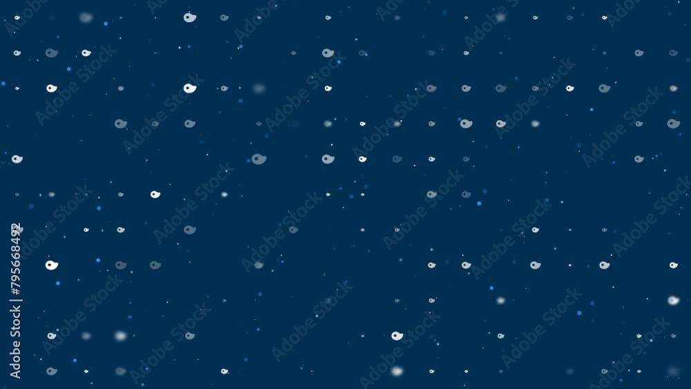 Poster template animation of evenly spaced steak symbols of different sizes and opacity. animation of trans