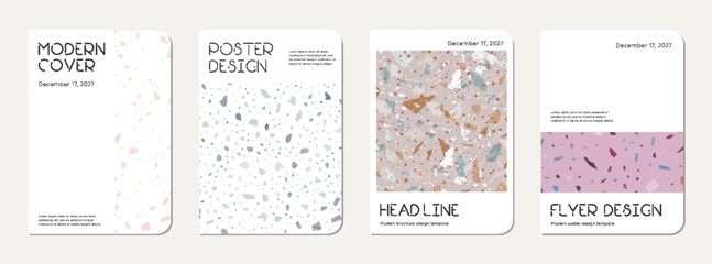 Naklejka premium School diary cover design. Terrazzo abstract